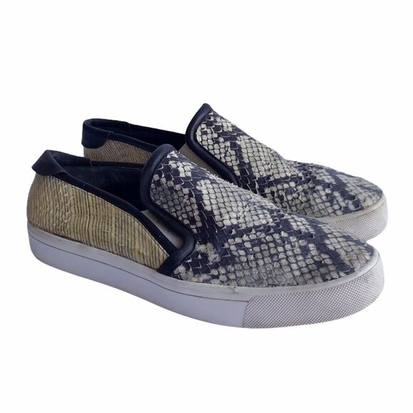 Vince Blair Snake-Effect Leather Slip-On Sneakers Size 9 Platform Leather Loafer - Picture 1 of 12